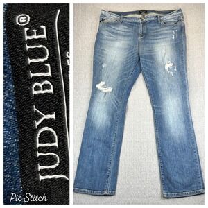 Judy Blue straight fit Jeans Women 3XL/40X31 1/2 Distressed medium Wash
